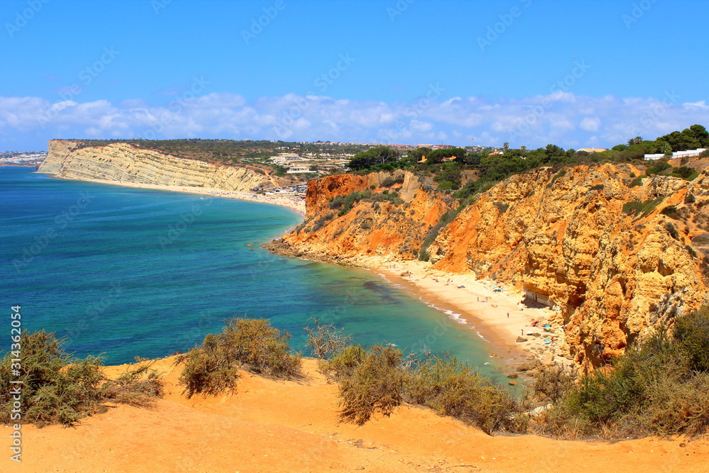view of the sea and rocks in Lagos, Portugal