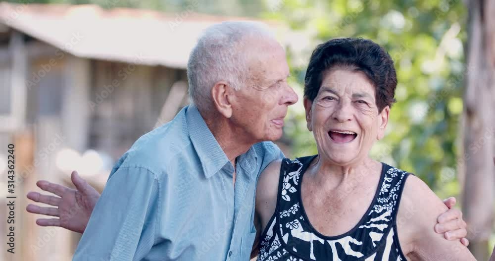Old man in love kissing his wife. 4K Red Camera footage. Old man in love kissing his wife. 4K Red Camera footage.