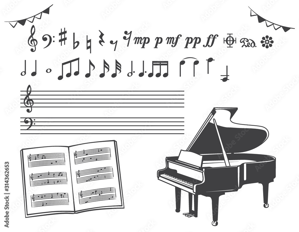 ピアノ 音符の素材イラスト Stock ベクター Adobe Stock ピアノ 音符の素材イラスト Stock ベクター Adobe Stock