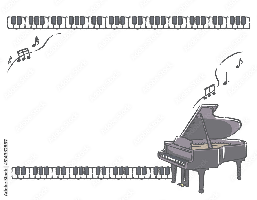 手書き風ピアノ 鍵盤の素材イラスト フレーム Stock Vektorgrafik Adobe Stock