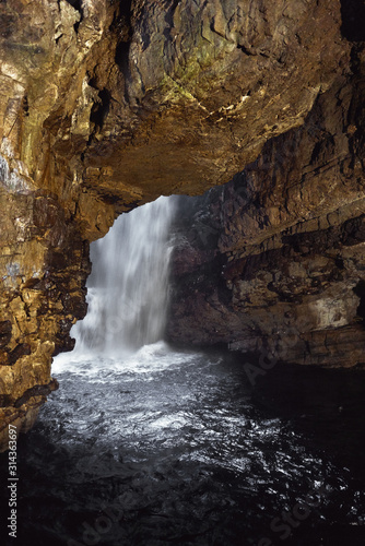 Smoo cave at the coast of Scotland