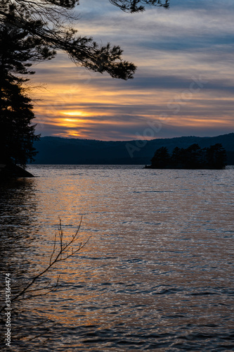Sunset over the water