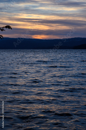Sunset over the water