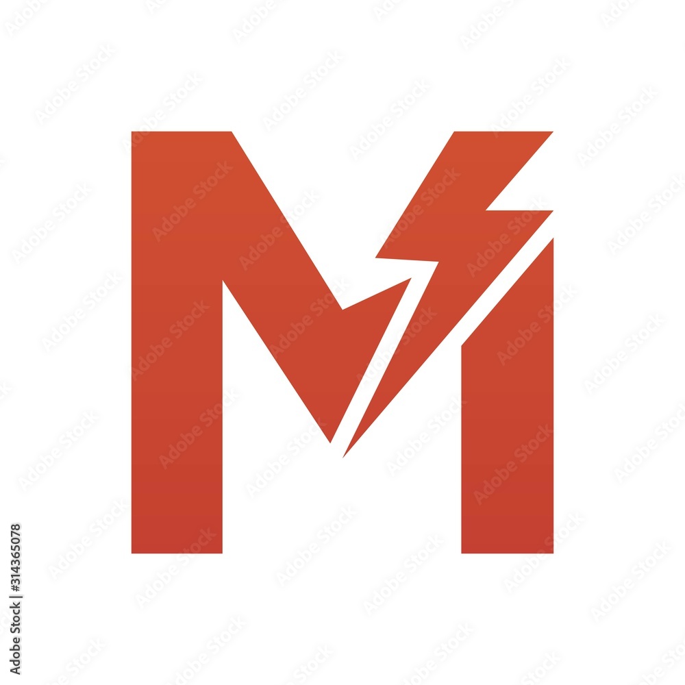 Letter M thunder power shape logo icon. Electrical Icon logo concept. Letter M thunder power shape logo icon. Electrical Icon logo concept.