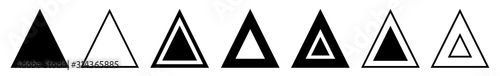 Triangle Icon Black | Label Triangles | Frame Logo | Emblem | Traffic Sign | Road Symbol | Isolated | Variations