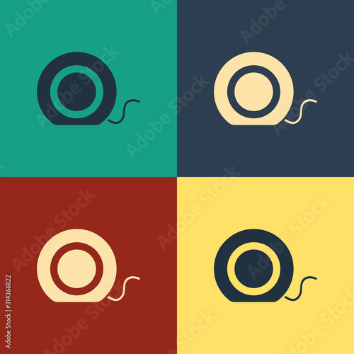Color Dental floss icon isolated on color background. Vintage style drawing. Vector Illustration