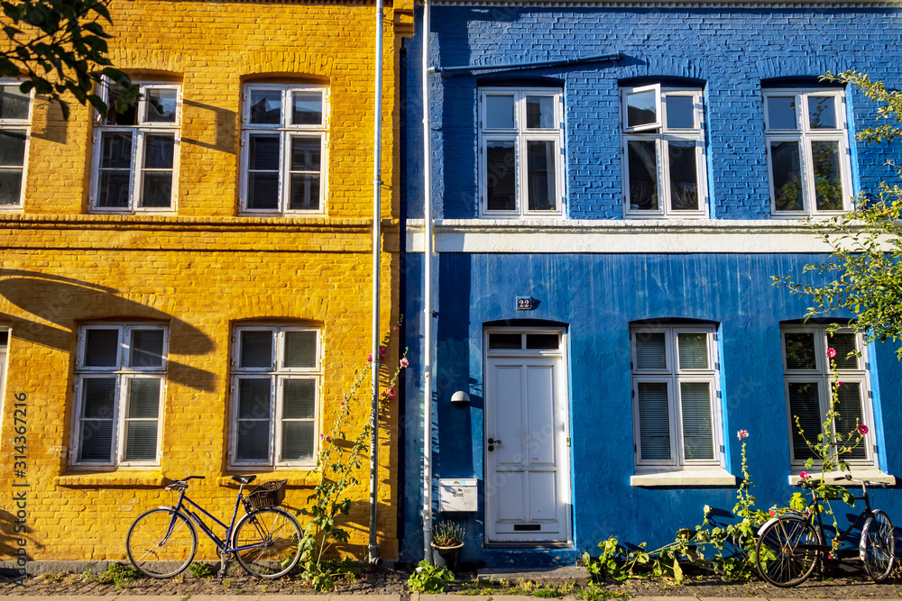 Colorful facades of old houses