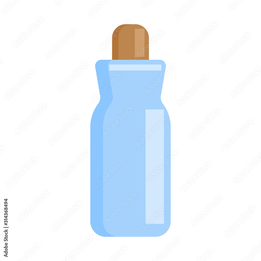 Blue bottle medical in flat design isolated on white background. Baby bottle symbol. Vector illustration Blue bottle medical in flat design isolated on white background. Baby bottle symbol. Vector illustration
