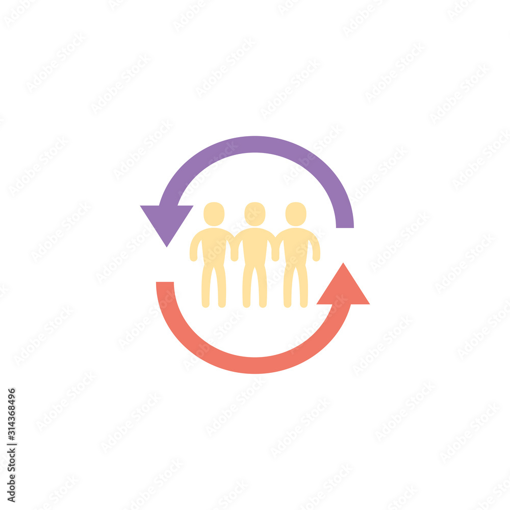 Isolated avatars profiles with arrows vector design Isolated avatars profiles with arrows vector design