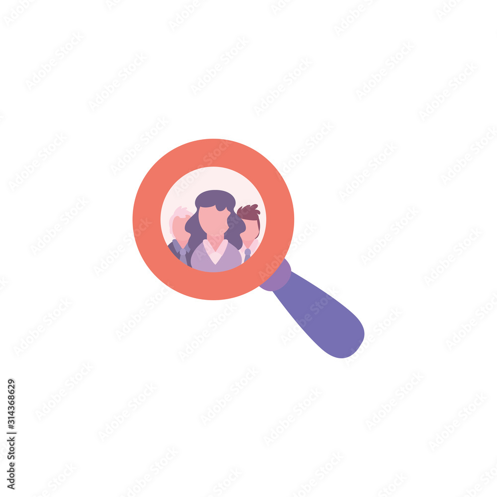 Isolated woman inside lupe vector design Isolated woman inside lupe vector design