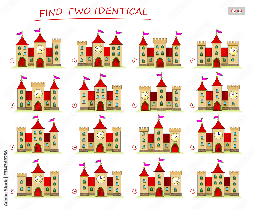 Logical Puzzle Game Children Adults Need Find Donkey Identical