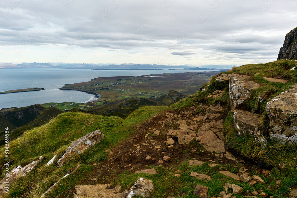 Quiraing landscape on the Isle of Skye in Scotland Quiraing landscape on the Isle of Skye in Scotland