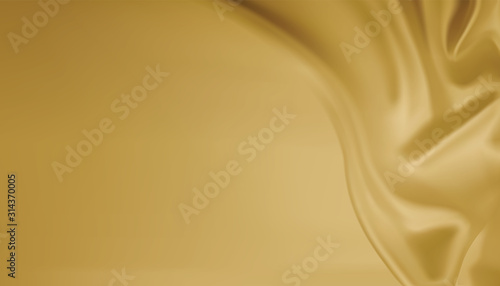 Beautiful Gold Silk. Drapery Textile Background. Vector 3D realistic illustration.abstract background.
