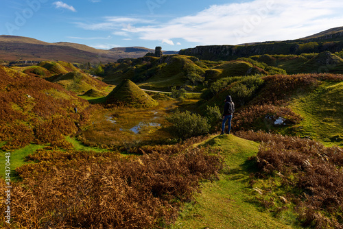 Fairy Glen mountain peak on the Isle of Skye in Scotland photo