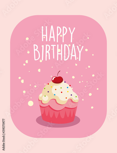 Happy birthday cupcake vector design