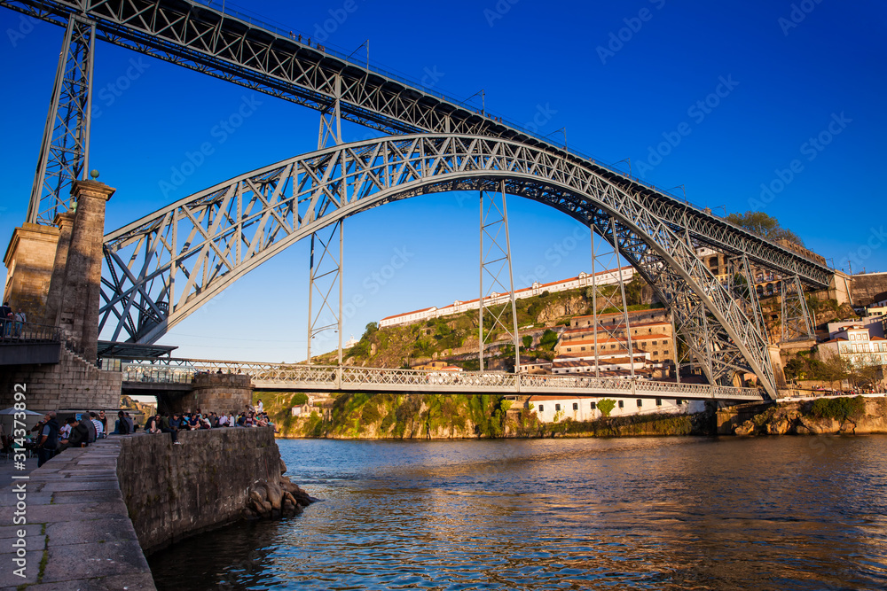 Dom Luis I Bridge a metal arch bridge over the Douro River between the cities of Porto and Vila Nova de Gaia in Portugal inaugurated in 1886