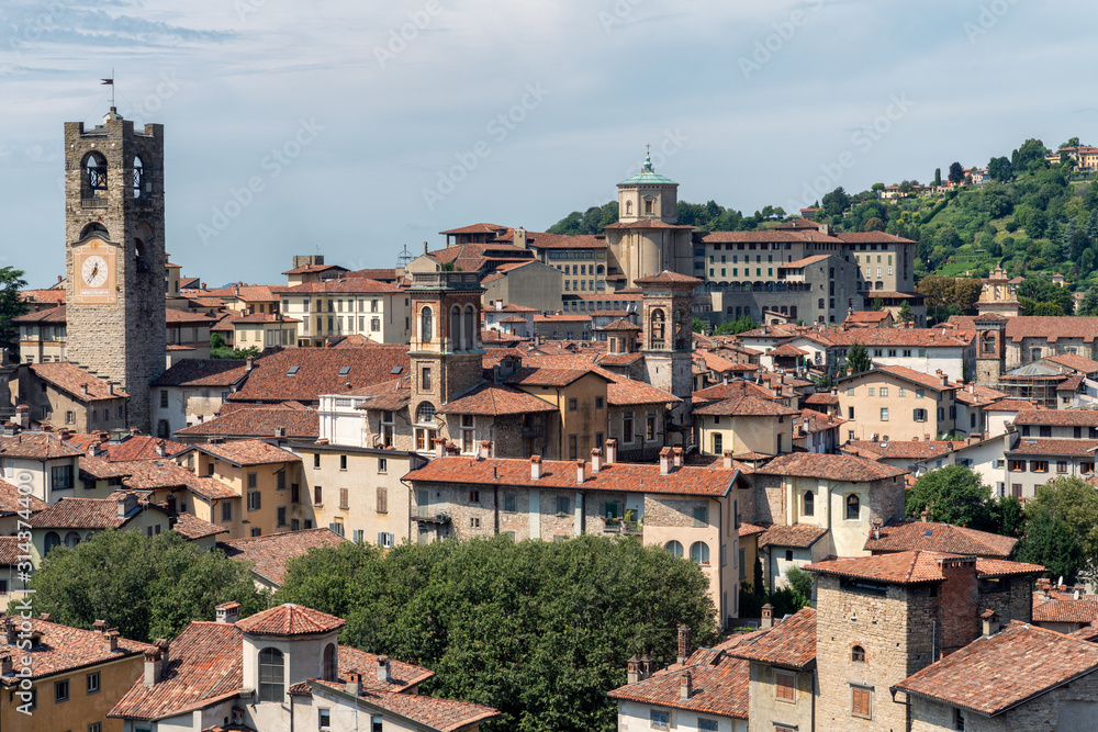 View of Old Town Citta Alta of Bergamo, Italy