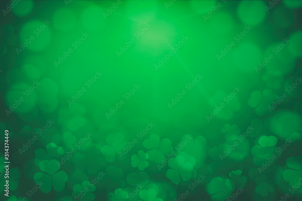 green bokeh lights defocused for design Patrick's day background - obrazy, fototapety, plakaty 