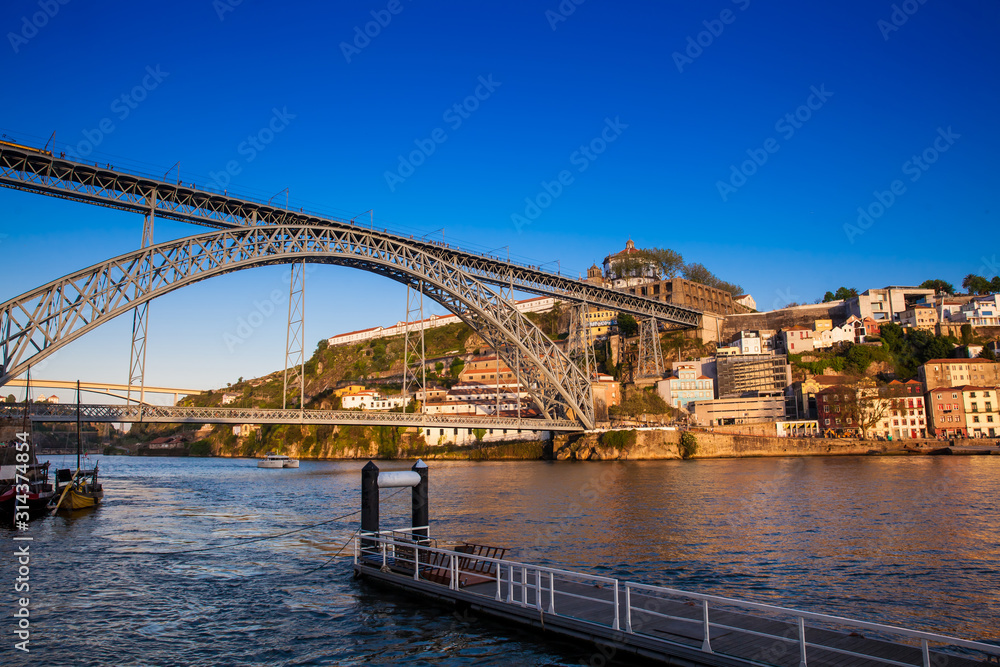Dom Luis I Bridge a metal arch bridge over the Douro River between the cities of Porto and Vila Nova de Gaia in Portugal inaugurated in 1886