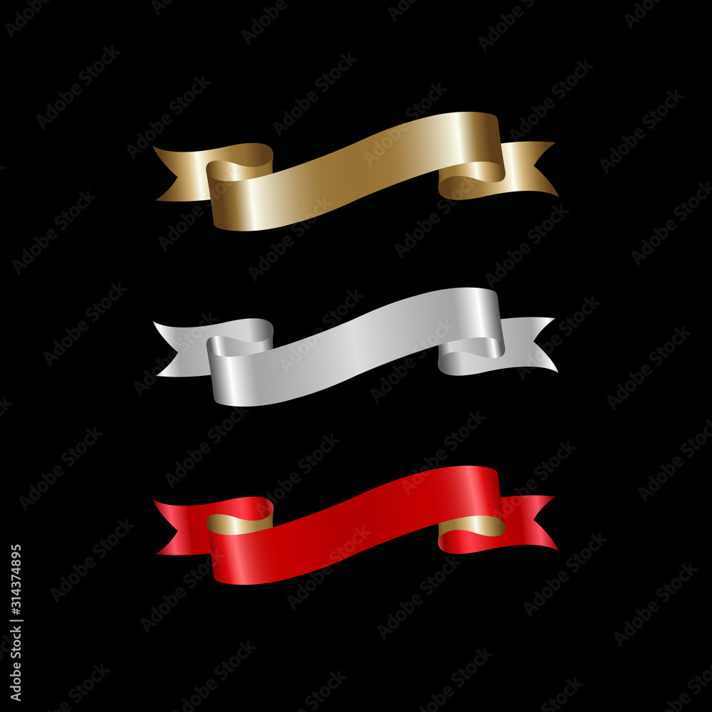 Ribbon Set In Isolated For Celebration, luxury golden ribbon set Ribbon Set In Isolated For Celebration, luxury golden ribbon set