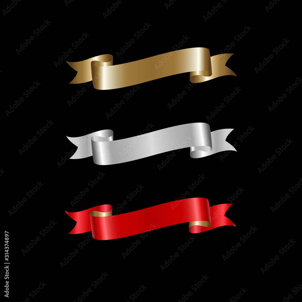 Ribbon Set In Isolated For Celebration, luxury golden ribbon set Ribbon Set In Isolated For Celebration, luxury golden ribbon set