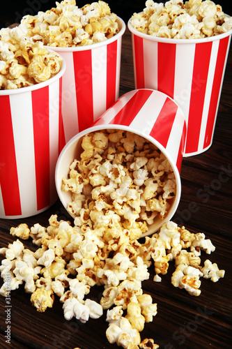 Cinema concept with popcorn. sweet and salty popcorn