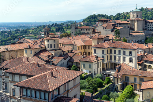 View of Old Town Citta Alta of Bergamo, Italy