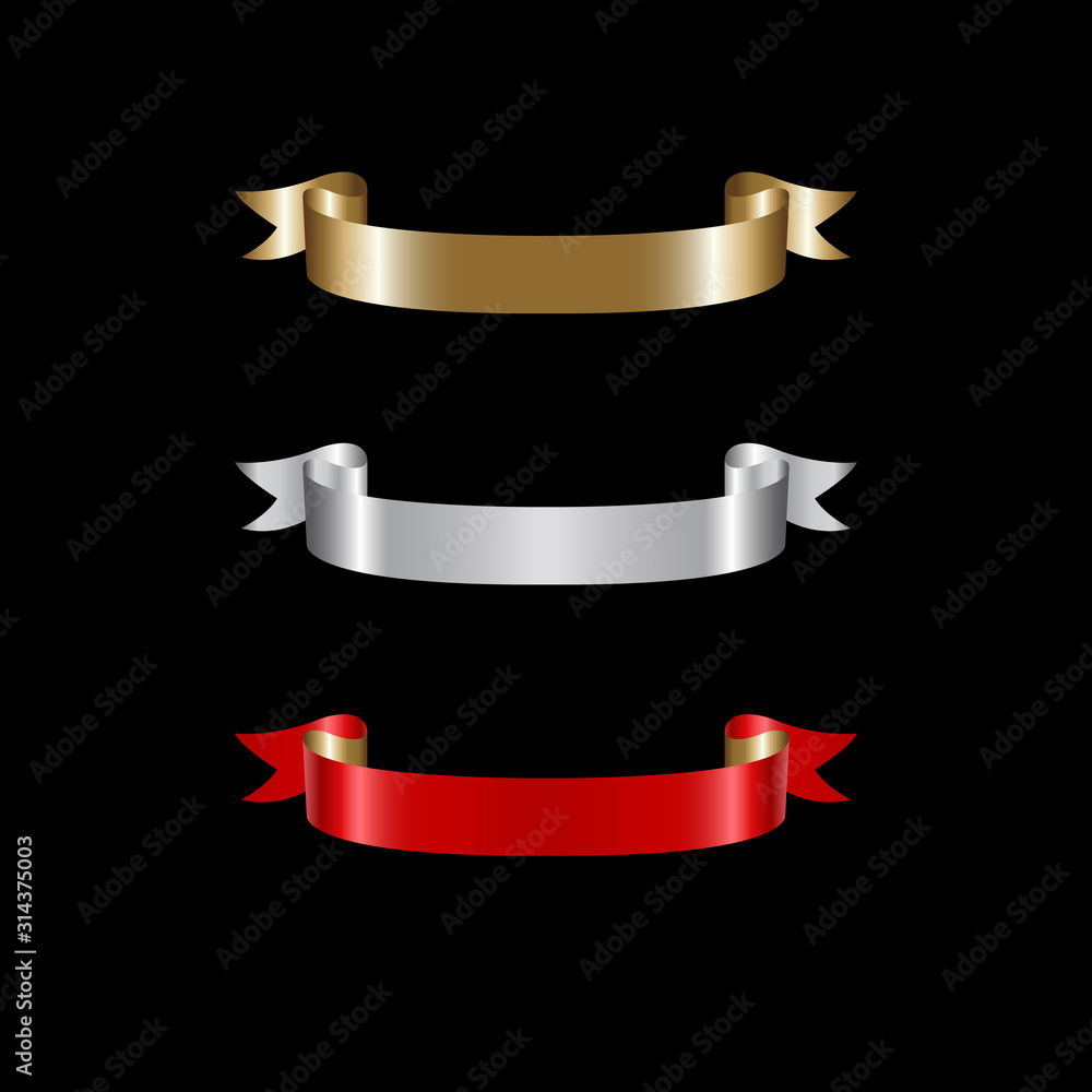 Ribbon Set In Isolated For Celebration, luxury golden ribbon set Ribbon Set In Isolated For Celebration, luxury golden ribbon set