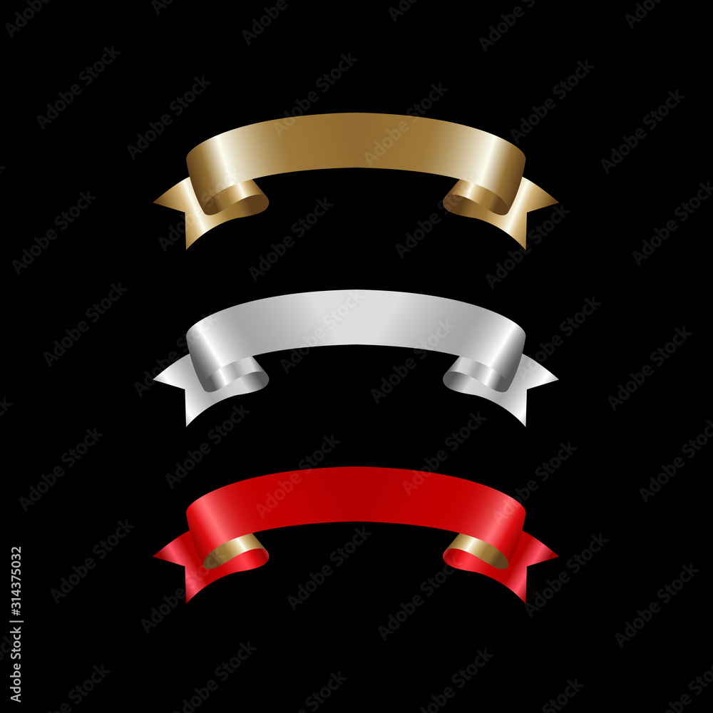 Ribbon Set In Isolated For Celebration, luxury golden ribbon set Ribbon Set In Isolated For Celebration, luxury golden ribbon set