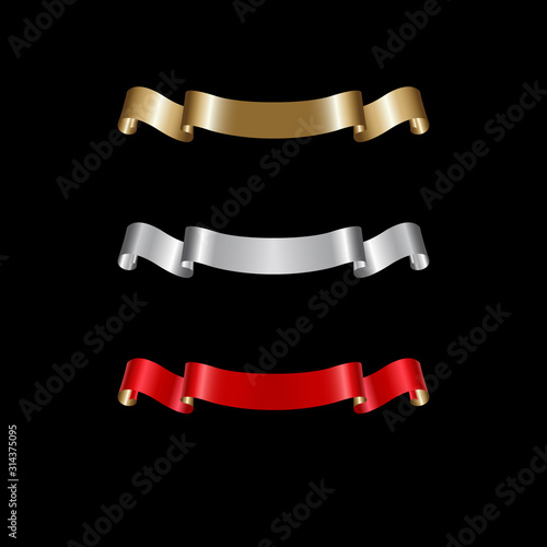 Ribbon Set In Isolated For Celebration, luxury golden ribbon set