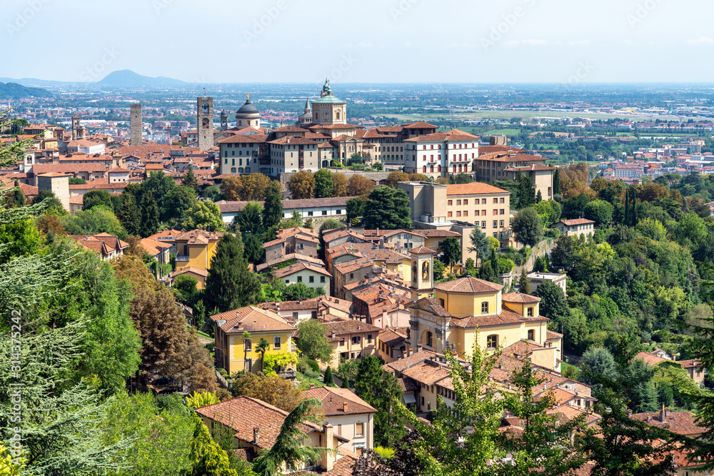 View of Old Town Citta Alta of Bergamo, Italy