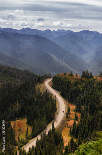 Winding road through mountain tops