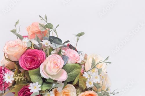 Fototapeta Naklejka Na Ścianę i Meble -  Bouquet of Roses made from fabric with White Background