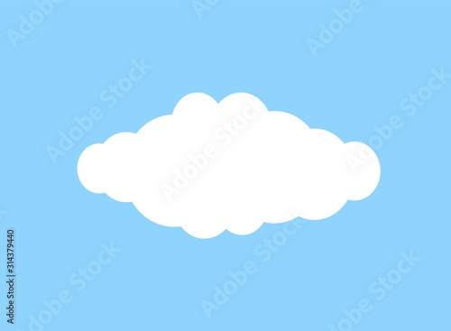 Vector flat cartoon cloud isolated on blue background