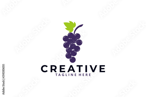 Valokuva grape logo icon vector isolated
