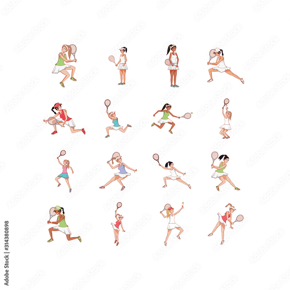 custom made wallpaper toronto digitalIsolated tennis women players set vector design