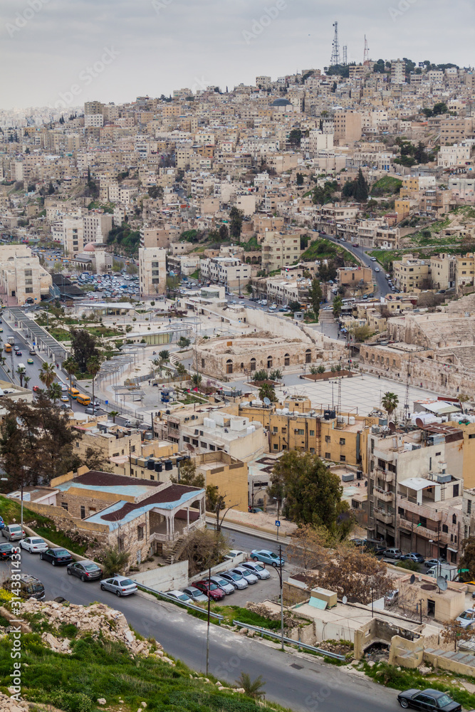Aerial view of Amman downtown, Jordan.