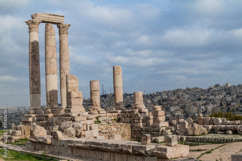 Temple of Hercules ruins in the citadel of Amman, the capital of Jordan