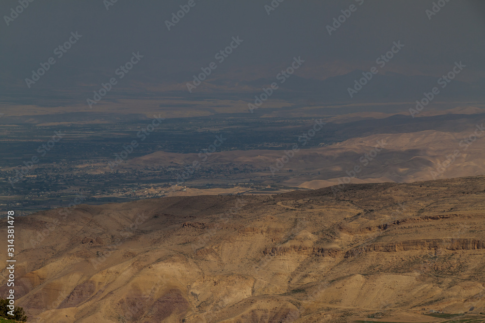 Landscape of the Holy Land as viewed from the Mount Nebo, Jordan