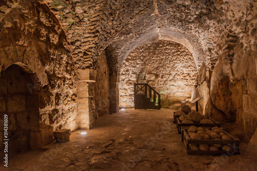 AJLOUN, JORDAN - MARCH 22, 2017: Interior of Rabad castle in Ajloun, Jordan.