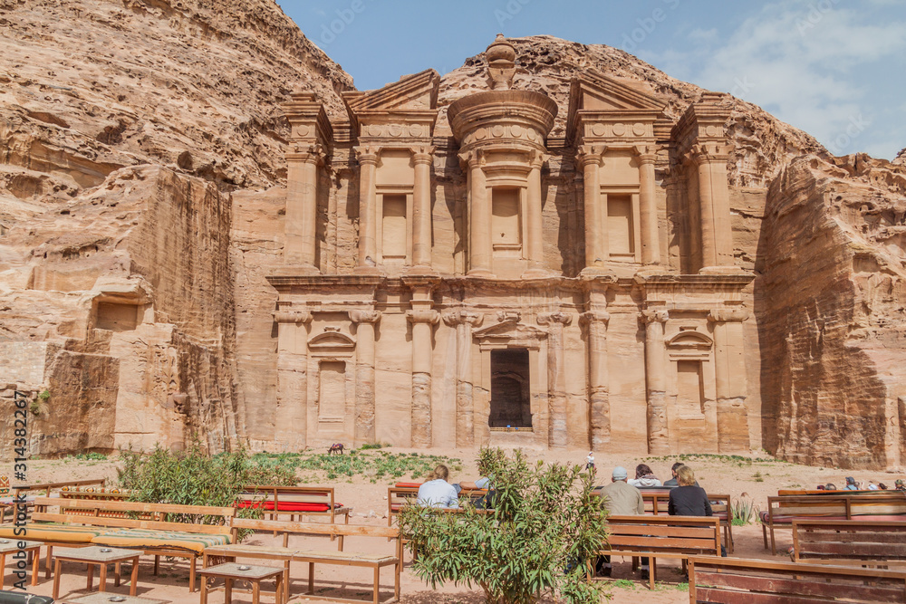 Fototapeta premium PETRA, JORDAN - MARCH 23, 2017: The Monastery (Al Deir) in the ancient city Petra, Jordan