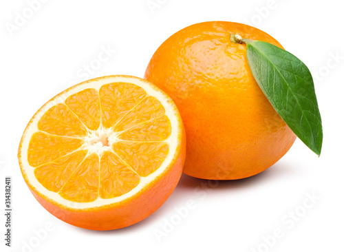 Orange fruit isolated on white with clipping path.