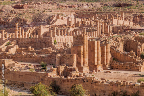 Roman ruins in the ancient city Petra, Jordan