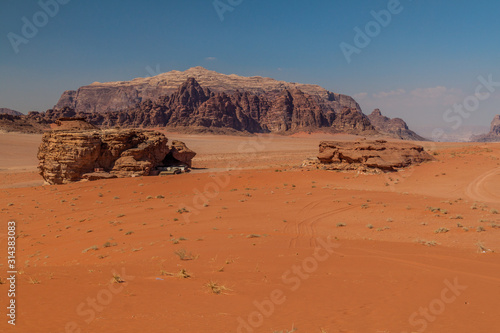 Rocky landscape of Wadi Rum desert  Jordan