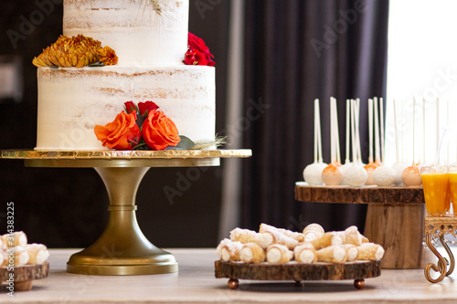 Bridal shower cake on reception table
