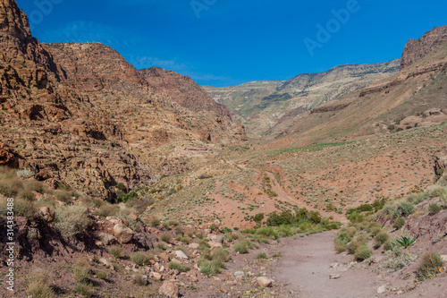 Road in Wadi Dana canyon in Dana Biosphere Reserve, Jordan