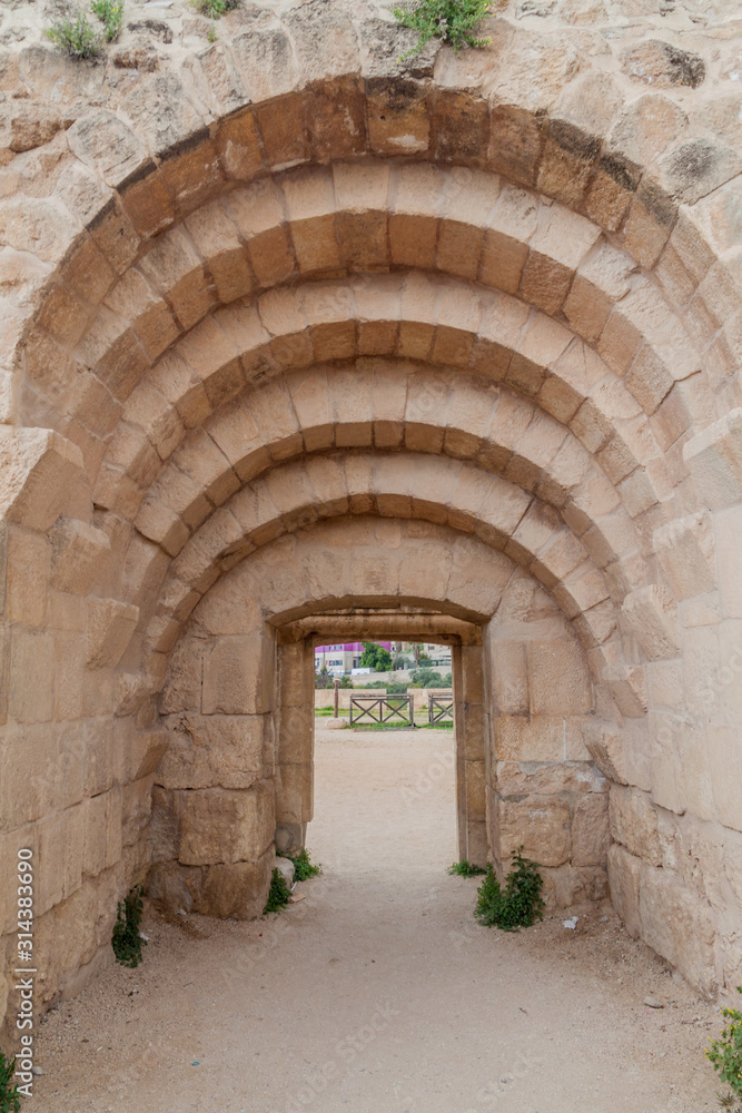 Gate of the Hippodrome ruins in Jerash, Jordan