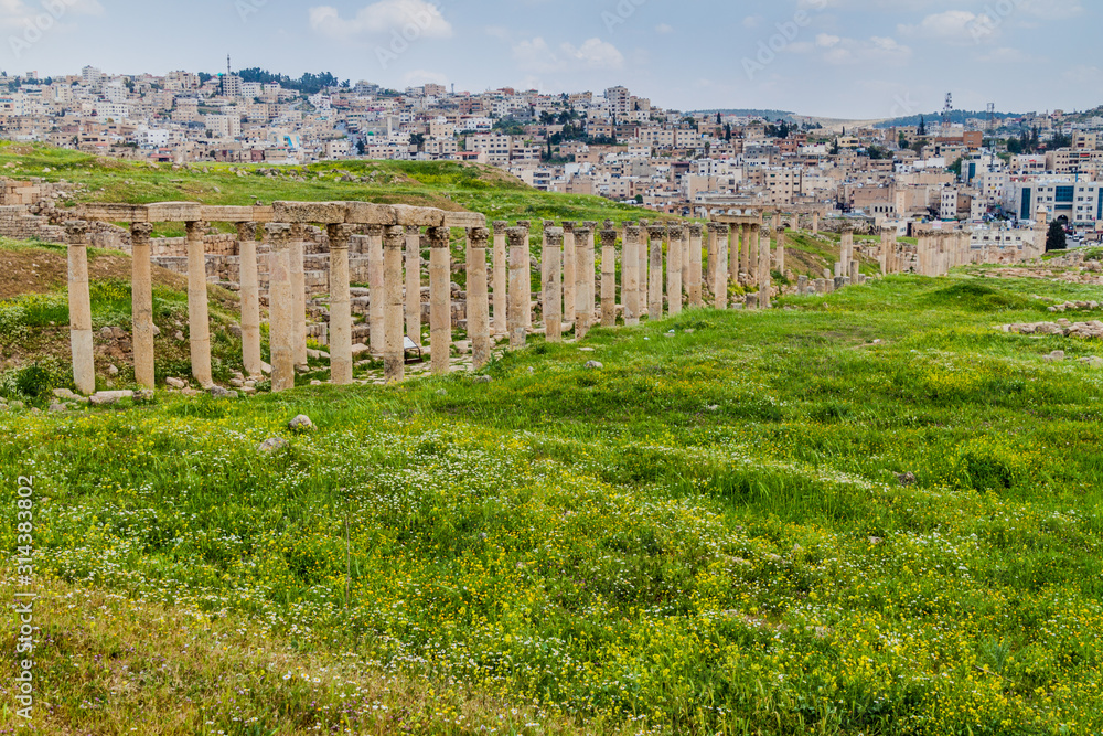 Columns at the ancient city Jerash, Jordan