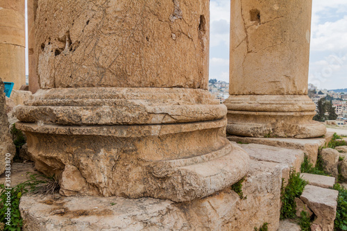 Temple of Artemis columns at the ancient city Jerash, Jordan