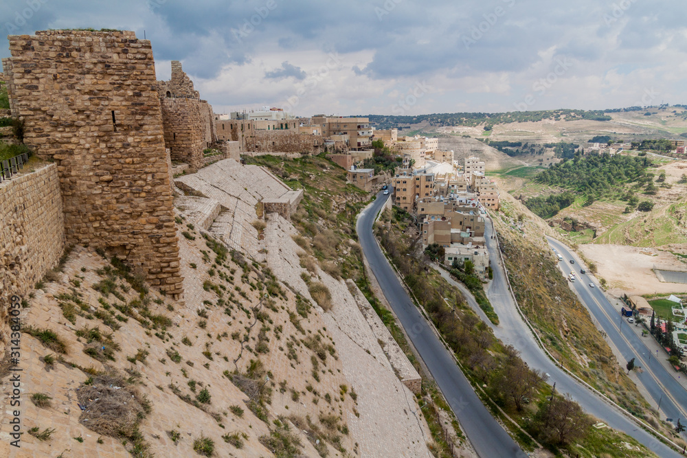Karak town and the ruins of Karak castle, Jordan